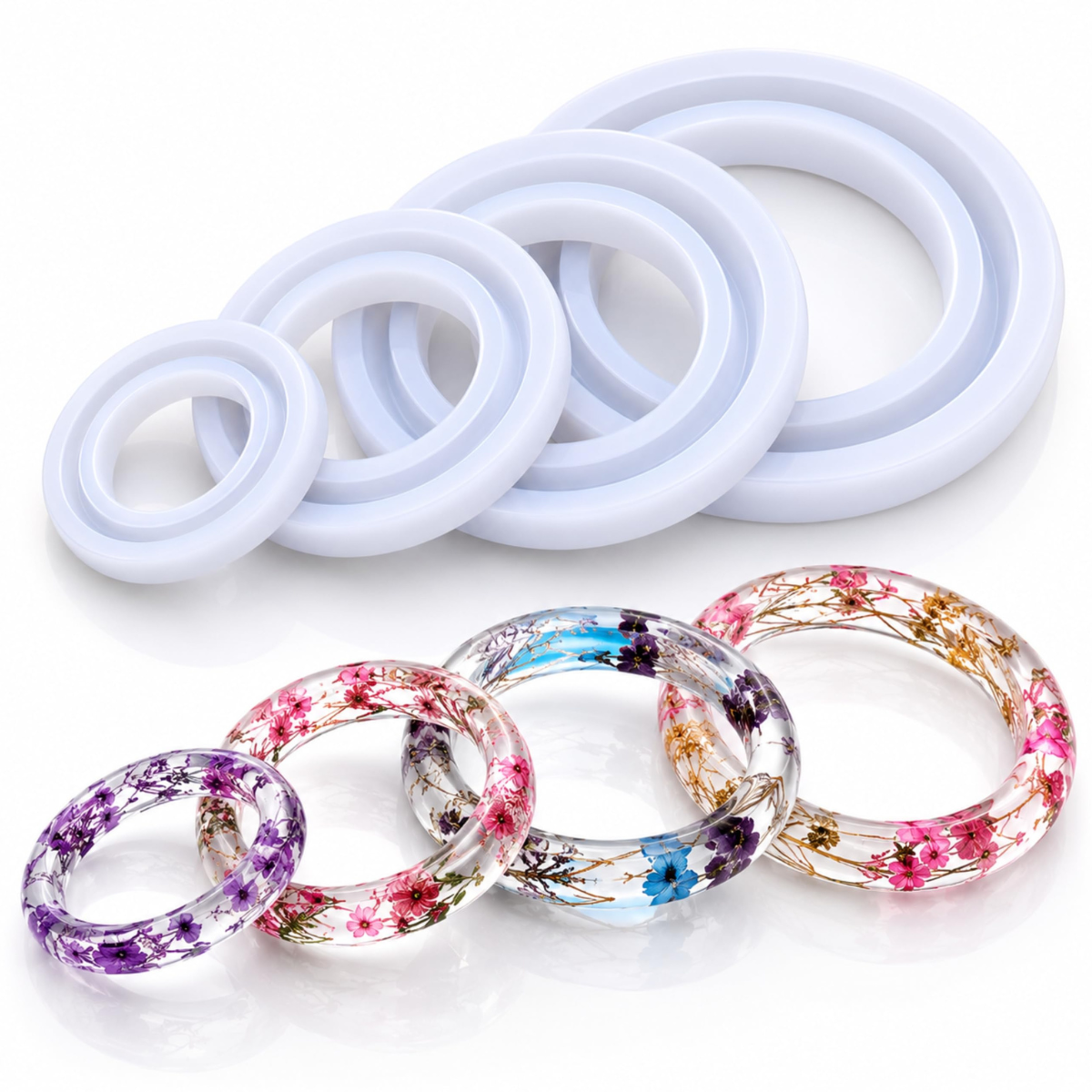Lagecy Resin art (99) LC140 4 Piece & 4 Different Size Of Bangle Mould Set Size -58 Mm 60Mm 63Mm 65Mm - Image 1