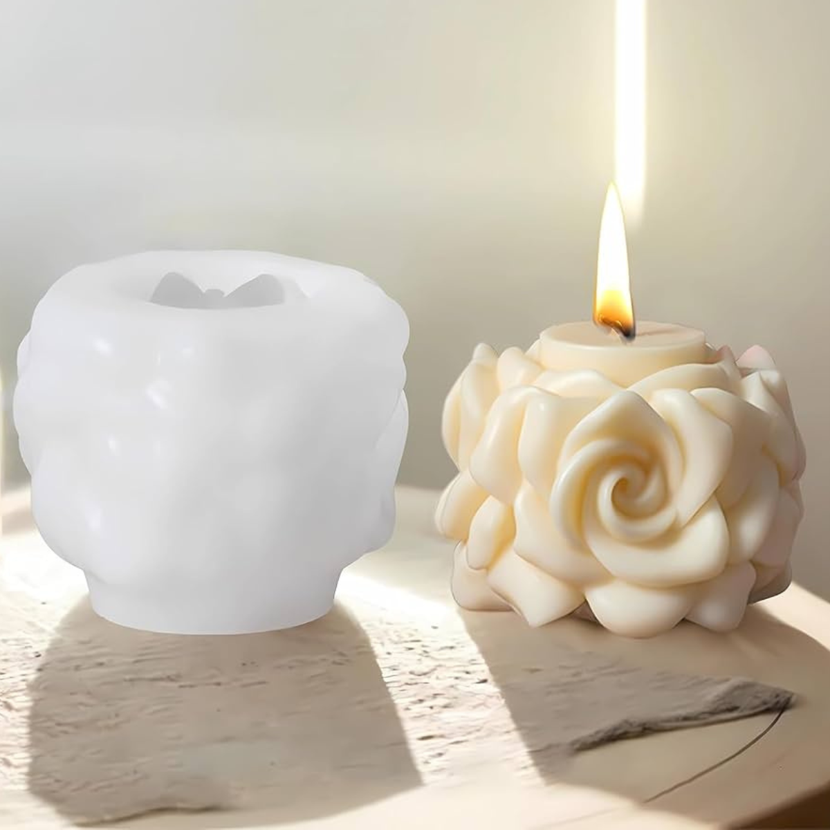 Lagecy Resin art 38-12 LC 38-12 Small Rose Candle Mould - Image 1