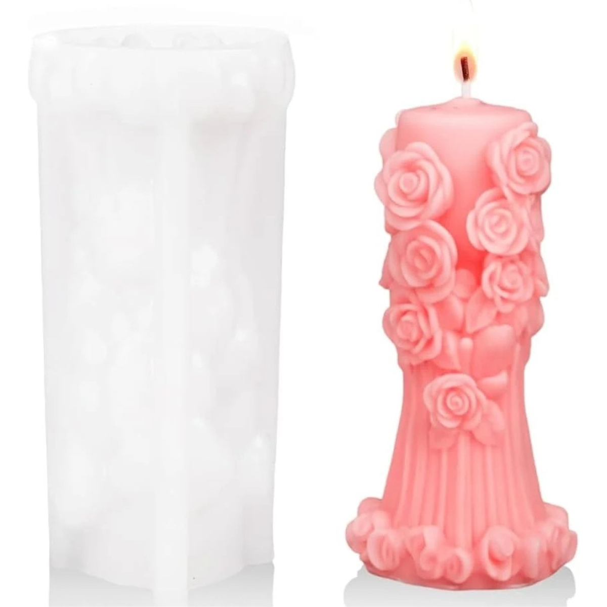 Lagecy Resin art 38-19 LC 38-19 Piller Flower Candle mould - Image 1