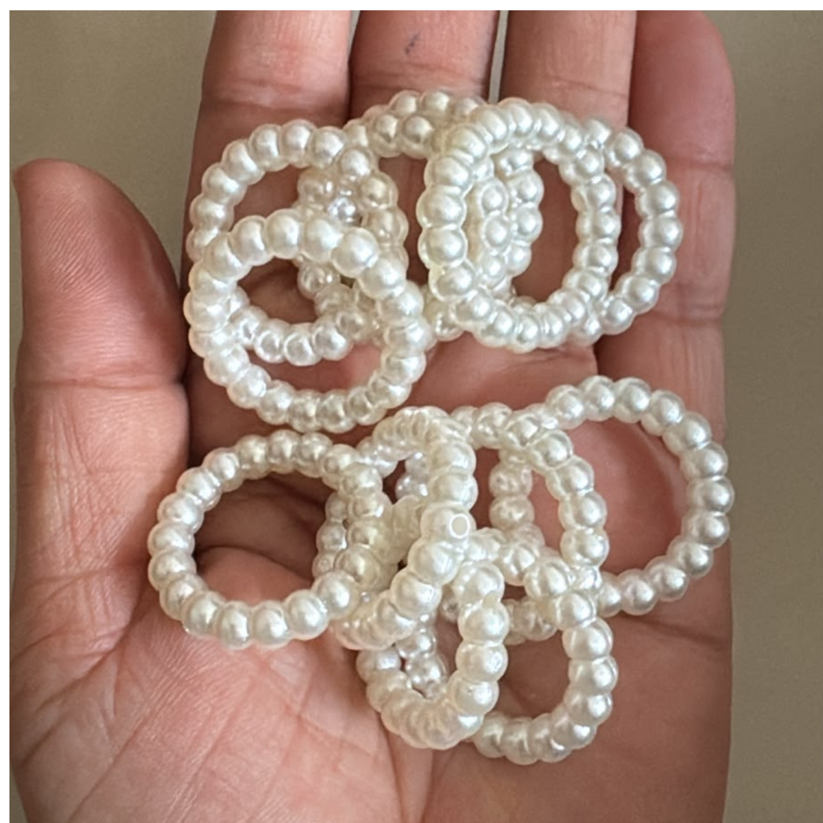 Lagecy Resin art (57) LG45 White Pearl Ring 10 Pcs - Image 1